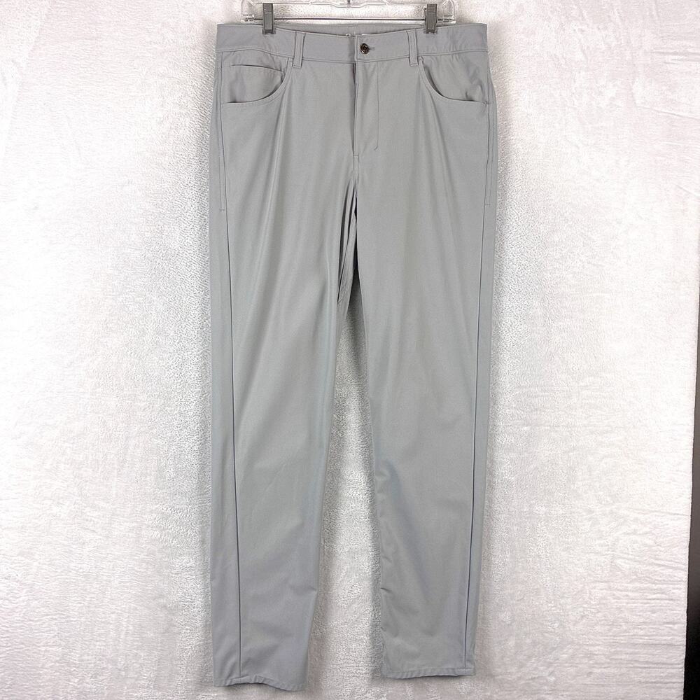 johnnie-O Pants Mens 35x34 Gray Prep-Formance 5-Pocket Preppy Golf Performance